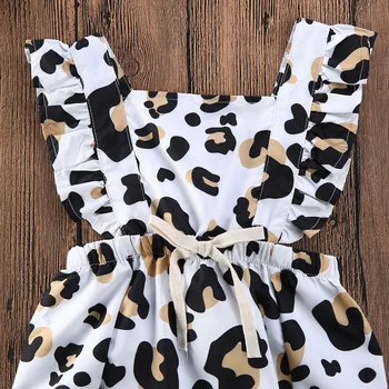 0-24M Kūdikiui Baby Girl Vasaros Romper Mados Leopardas spausdinti Pynimas Romper vienas gabalas medvilnės Jumpsuit sunsuit drabužiai