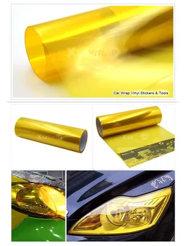 0.3x9m/Roll Geltona Automobilio Lempos Filmas 3 Sluoksnis Auto Automobilis Žibintas priekinis žibintas užpakalinis žibintas Atspalviu Vinilo kinas Lipdukas (12