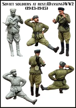 1/35, Sovietų kareiviai per poilsio (1943-1945), Dervų Modelis Kareivis GK, II Pasaulinio Karo karinės tema, Nesurinkti ir unpainted rinkinys