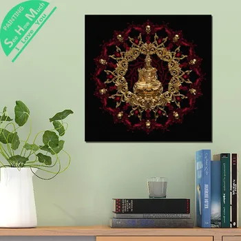 1 Gabalas Mandala Kaukolė Auksinis Buda HD Atspausdinta Drobė Sienos Menas, Plakatų ir grafikos Plakatas, Tapyba Įrėmintas meno Kūrinys Kambario Apdaila