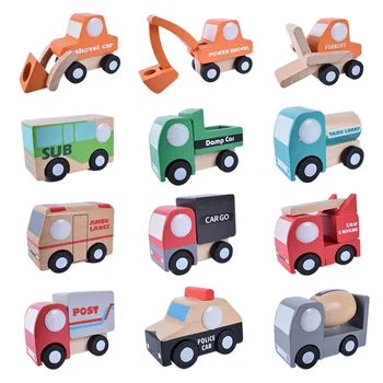 1 Nustatykite, Spalvingi Mediniai Baby Automobilių Inžinerijos Modelį Dvylika Nustato Mokyklos Autobuso Modelis Kūdikių Pažinimo Švietimo Žaislai Vaikams, Žaislai