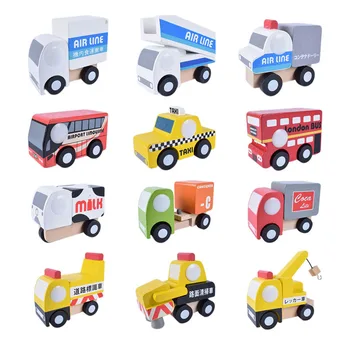 1 Nustatykite, Spalvingi Mediniai Baby Automobilių Inžinerijos Modelį Dvylika Nustato Mokyklos Autobuso Modelis Kūdikių Pažinimo Švietimo Žaislai Vaikams, Žaislai