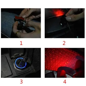1 pasirinkite Automobilį USB LED Automobilių Atmosfera Aplinkos Star Light DJ RGB Spalvinga Muzikos Garso Lempos Kalėdų Interjero Dekoratyvinės Šviesos
