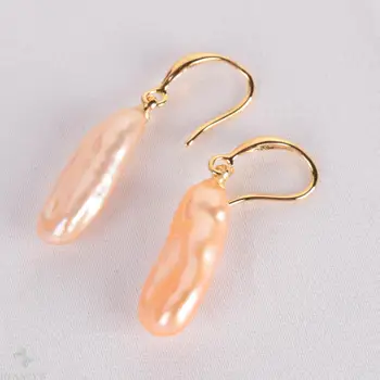 10-15MM Gamtos pink shell perlų Auskarai 18k Ausies Lašas Dovana Tabaluoti Priedai Classic