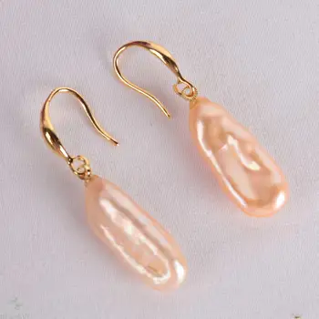 10-15MM Gamtos pink shell perlų Auskarai 18k Ausies Lašas Dovana Tabaluoti Priedai Classic
