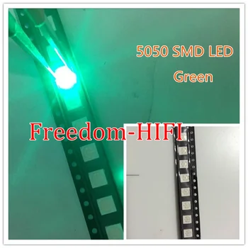 1000pcs 5050 SMD Žalia Ultra Ryškus LED Aukštos kokybės šviesos diodų 5050 Žalia LED 5050 Diodais PLCC-6 3-9000 ŽETONŲ MCD