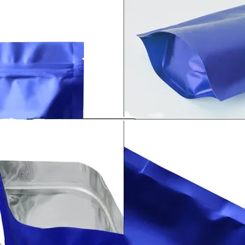 100vnt Matinė Mėlyna Zip-Lock Atsistoti Maišelį Aliuminio Mylar Folija Savarankiškai Antspaudas Ašara Žingsniu Maisto produktų Laikymo Doypack Daugkartinio naudojimo Pakuotės Maišeliai