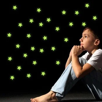100VNT/Set Sienų Lubų šviečia Tamsoje Žvaigždžių Lipdukai, Decal, Kūdikių, Vaikų, Miegamojo Puošimas