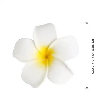 10vnt 7cm Modeliavimas Havajų Gėlė Plaukų Įrašą Kiaušinių Gėlių Staigius Šukuosena Paplūdimio Luau Šalis (Balta su Geltona)
