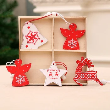 12 Vnt Kalėdų Mediniai Pakabukai Kalėdų Eglutės Ornamentu Angelas Snaigės Elnias Bell Penkiakampė Žvaigždė, Modelis, Namų Dekoro