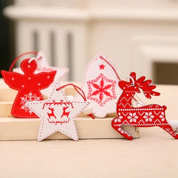12 Vnt Kalėdų Mediniai Pakabukai Kalėdų Eglutės Ornamentu Angelas Snaigės Elnias Bell Penkiakampė Žvaigždė, Modelis, Namų Dekoro