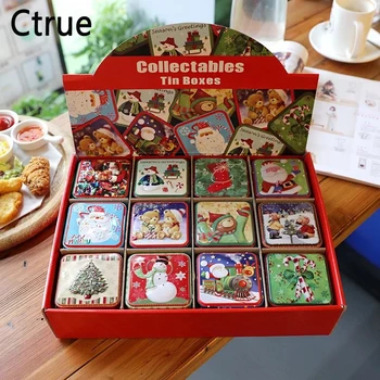 12pcs alavuotoji skarda Kalėdų Senelio Saldainių dėžutė Kalėdinių sausainių Saldainių dėžutės naujųjų metų Kalėdų puošybos vaikams, vaikams, dovanų pakavimo