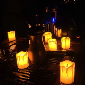 12Pcs LED Flameless Žvakė Lašų ant Šono Elektros Arbata Žibintai su baterijomis, Žvakė Ne Liepsna Votive Žvakės Namų Dekoro