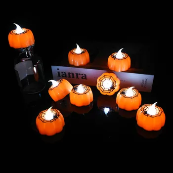 12Pcs Moliūgų LED Šviesos Žibintų Helovinas Apdailos Ornamentu Mirgėjimas Flameless Žvakė, Lempa Festivalis Šalis Baras Dekoro Prekes