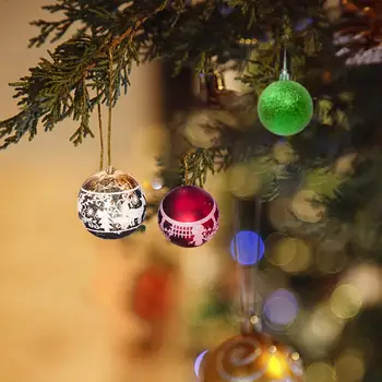 12pcs/pak 8CM Kalėdų Eglutė Dekoras Kamuolys Spausdinti Kalėdos Šalis Hanging Ball Ornamentu Dekoravimui Namuose, Kalėdų Dekoracijos, Dovanos