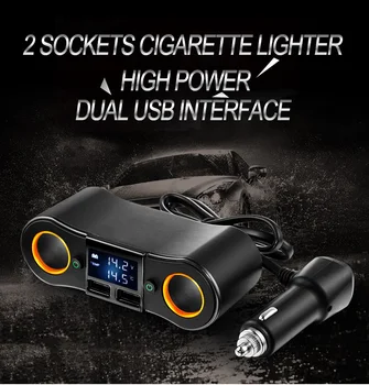 12V 24V Dual USB QC3.0 Automobilinį Įkroviklį ir Cigarečių Degiklio Keitiklis su Skaitmeninio Ekrano Automobilio Akumuliatoriaus Įtampa Temperatūra