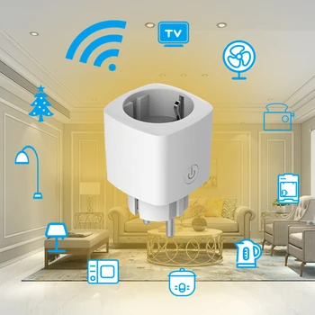 16A ES/FR WiFi Smart Plug Power Stebėti Tuya Nuotolinio Valdymo Namų apyvokos Prietaisai Veikia su Alexa, Google, Namo Nr. Stebulės Reikia