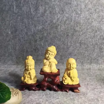 16X6.2CM boxwood drožyba Atostogų dovanų įkūrėjas Woodcarving rankdarbių Avalokiteshvara Sakyamuni Budos ksitigarbha