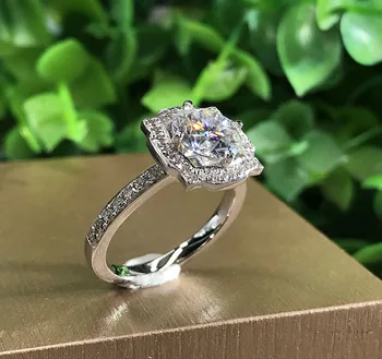 18K Aukso žiedas 1ct D spalva VVS Moissanite Deimantų Žiedas Vestuvinis žiedas Su nacionalinės sertifikatą 009