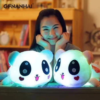 1pc 35/50cm Mielas Apšvietimo Gulėti Panda Pliušinis Žaislas kawaii Gyvūnų Panda Šviesos LED Žaislas Žėrintis Lėlės Gimtadienio Dovana Vaikams