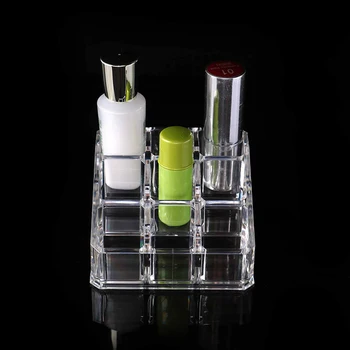 1PC 9 tinklų Skaidraus plastiko kosmetikos stalčiuko Kosmetikos Dėžutės Stendas sudaro Saugojimo Bylos Lūpų Papuošalų Dėžutė