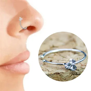1PC Chirurginio Plieno Nosies Žiedas Crystal kalnų krištolas Kaulų Stud Auskarai Papuošalai