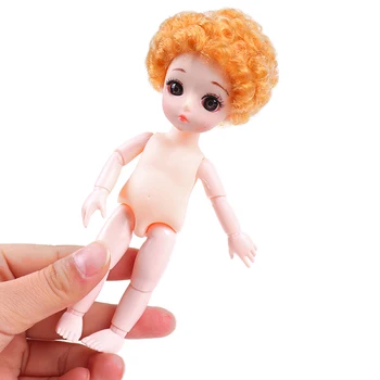 1PC Mados 13 Kilnojamojo Sujungta 16cm 1/8 Lėlės Mini Baby Doll, Geltona Mėlyna Plaukų, Kūno Lėlės Žaislų Mergaitėms Dovanų