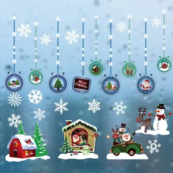 1PCS Kalėdų Sienų Lipdukai Santa Claus Langą Lipdukai 
