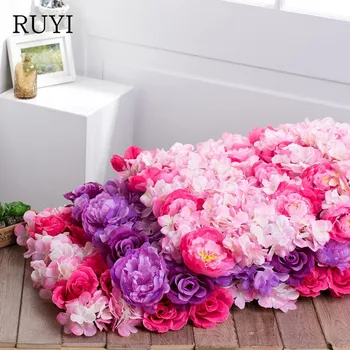 1PCS originalus dizainas vestuvių gėlių sienos ir eilės šilko dirbtinių rožių hydrangea bijūnas sumaišykite gėlės fone Viešbutis apdaila