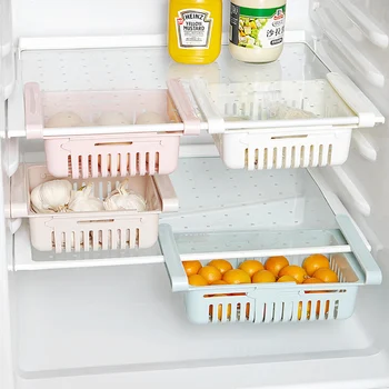 1pcs Virtuvės Reikmenys Saugojimo Konteineris Šaldytuvas Organizatorius Reguliuojamas Plastikinio Šaldytuvas Laikymo Krepšiai, Traukti iš Stalčių
