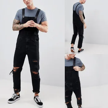 2 0 19Wish vyriškos petnešos džinsinio jumpsuits sudraskė super skylę kelnės
