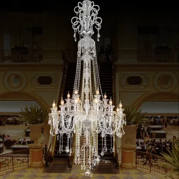 2.1 M Didelis Led žvakė kristalų liustra apšvietimo bažnyčios fojė, hotel Ilgai laiptų šviesos didelių laiptų šviestuvo Led candelabro