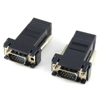 2 Vnt VGA Extender Vyrų Lan Cat5 Cat5e RJ45 Ethernet Moterų Adapteris Jungties TOFOCO