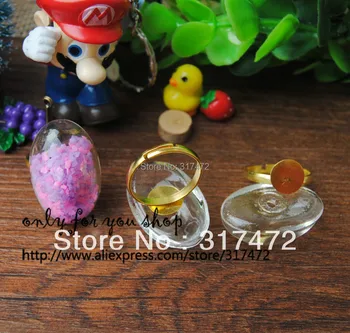 20*25mm Ovalo formos Stiklo buteliukas&Žiedas BaseDIY Burbulas Skystis, Žiedų,stiklo burbulas žiedai, stiklo pasaulyje žiedai