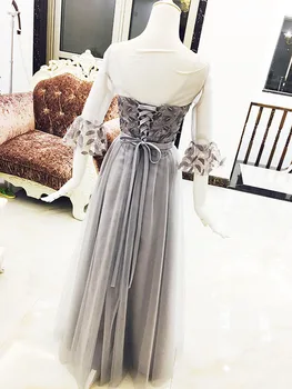 2017 naujas Bridesmaid, Suknelės plius dydžio akcijų pigius pagal $50 seksualus romantiška sesuo paprastas elegantiškas mados pilka sidabro ilgai