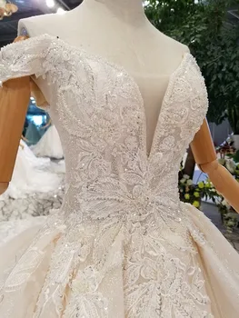 2018 Naujas Šampanas Tiulio Nėrinių Granulių Rankovių Stebėjimo Koplyčia Traukinys Vestuvinės Suknelės Grindų ilgis Backless Senovinių Vestuvių Suknelės