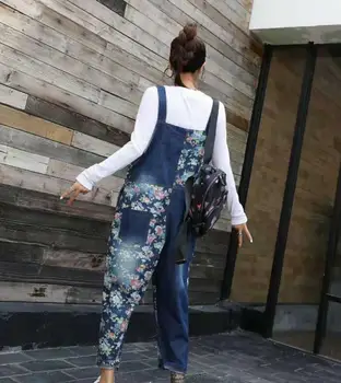 2019 m. rudenį naujų mados prekės ženklo spausdinti jumpsuits moterų laisvi džinsai rompers laisvalaikio stiliaus Kulkšnies Ilgio Kelnės moterims gx1441