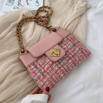 2019 Mados Naujų Crossbody Moterims Prekės ženklo Dizaineris Rankinės Vilnonių Grandinės Petį krepšys Paprasta Prašmatnus Mažas Kvadratas krepšys