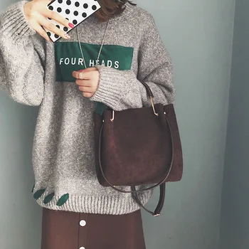 2019 Naujų korėjos versija matinio kieto kibirą, maišą paprastų mados magnetinių sagčių peties įstrižainės moterų maišas