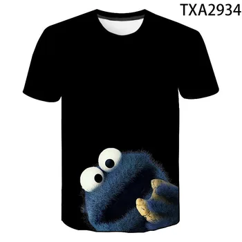 2020 Juokinga Cookie Monster 3D t-shirt Vyrai Moterys mados trumpomis Rankovėmis Viršūnes Anime Vaikams Hip hop Monstras Slapukas Laisvalaikio marškinėliai