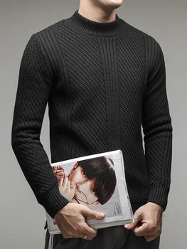 2020 m. Pusę-aukštos apykaklės megztinis rudenį ir žiemą Vyrai korėjos versija Rupi adata grynos medvilnės šiltas megztas megztinis