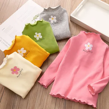 2020 m. Žiemos Baby Girl Bazės Marškinėliai Vaikams Medvilnės ilgomis Rankovėmis Plius Aksomo Marškinėlius Gėlių Spausdinti Tirštėti Šiltas Marškinėlius Mergaitėms 2-7 Y