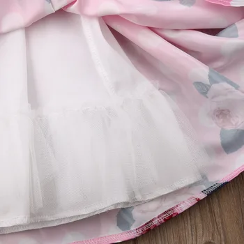 2020 metų Vasaros Baby Girl Suknelės, Drabužiai Naujagimiams Bamblys Gėlių Spausdinti Rankovių Off Peties Mielas Mados Suknelė Komplektus 1-6T