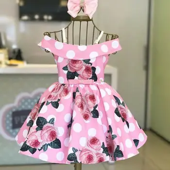 2020 metų Vasaros Baby Girl Suknelės, Drabužiai Naujagimiams Bamblys Gėlių Spausdinti Rankovių Off Peties Mielas Mados Suknelė Komplektus 1-6T