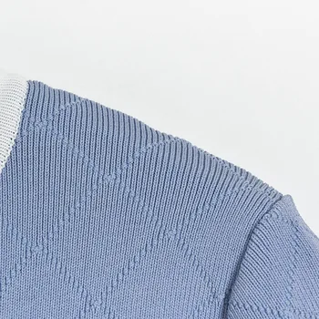 2020 metų vasaros moterims spalva blokuoti pledas bodycon pieštuku megzti megztinis sukneles trumpomis rankovėmis o-kaklo mygtukus su užtrauktuku mini suknelė JC340