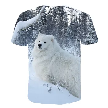 2020 metų Vasaros Vaikų Drabužių Mielas Atsitiktinis marškinėliai 3D Spausdinimo Ice Snow Fox Gyvūno O-Kaklo Berniukas Mergaitė Trumpas Rankovėmis Viršūnes