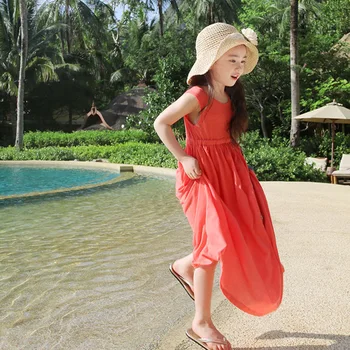 2020 Metų Vasaros Vaikų Mergaičių Ilgai Stiliaus Paplūdimio Suknelių Mados Paauglių Mergaičių, Rankovių Suknelės Elegantiškas Motina Vaikai Atostogų Drabužiai