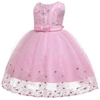 2020 Naujas Mados Mažai Cute Mergaičių Nėrinių Suknelė Mados Vest Stiliaus Vasaros Saldus Vientisos Spalvos Karoliukai Vaikams Princesė Suknelė