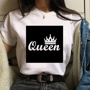 2020 Naujienos Karalius ir Karalienė Mėgėjams Tee Marškinėliai Imperial Crown Spausdinimo Pora Drabužių Mėgėjai Tee Marškinėliai Femme Vasaros Atsitiktinis O-kaklo Viršūnes
