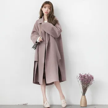 2020 naujos mados temperamentas rudenį ir žiemą maži vilnonis paltas moteriška Nizi kailis vidutinio ilgio korėjos stilius laisvas moterų tendencijos
